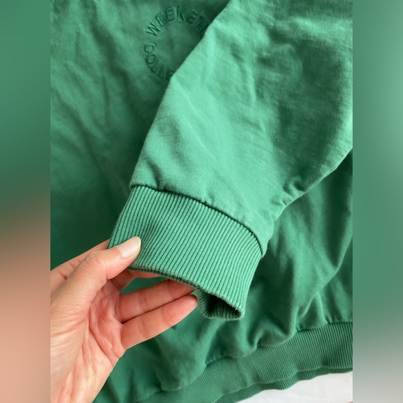 ASOS Weekend Collective oversized sweatshirt tonal embroidery logo green US 4 - Picture 10 of 15